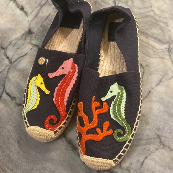 Tory Burch Sea Horse Espadrilles in Navy | Used Once - Picture 2 of 9